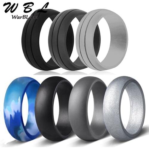 WBL New Food Grade FDA Silicone Ring 8mm Hypoallergenic Crossfit Flexible Punk Rubber Finger Bands For Men Women Wedding Rings