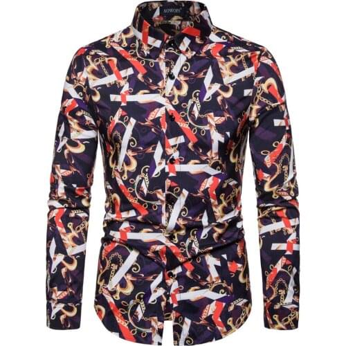 YS056 New Fashion Mens Clothing Spring&Autumn Casual Joker Youth Printing Shirt