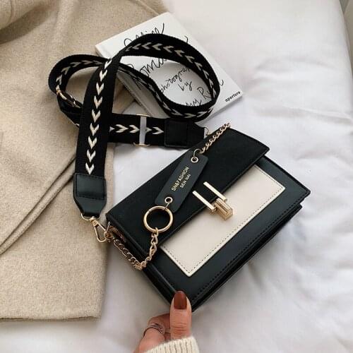 Women Bag Mini Handbags Women Fashion Ins Retro Wide Shoulder Strap Messenger Bag Purse Simple Style Crossbody Bags