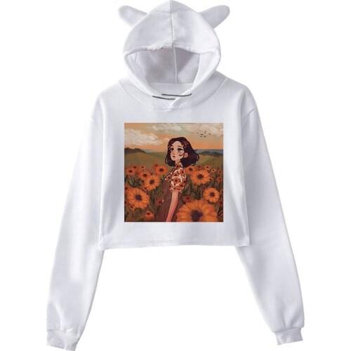 Winter Oversized Hoodie Ropa De Mujer Harajuku Sunflower Girl Hoodie Kpop Cropped Tops Women Sweatshirt 2020 Aesthetic Clothes