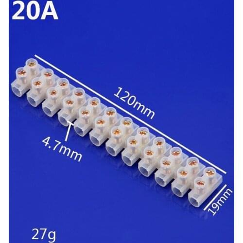 1 Pc X3 Series 12 Position Barrier Terminal Strip Block X3-2012 20A / H Type