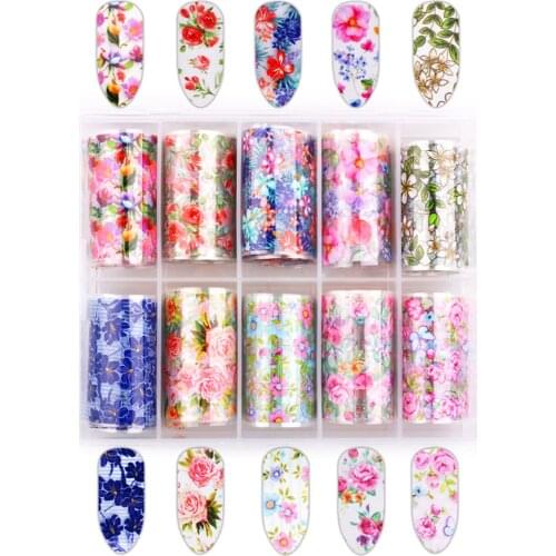 10pcs/set Nail Art Foil Transfer Stickers Nail Art Supplies Foil Transfers Nail Decals Nail Extension Gel Nail Art Nail Decor
