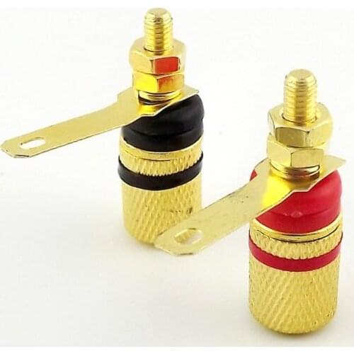 10pcs Amplifier Terminal Binding Post 4mm Banana Plug Female Jack Adapter Gold Plated Connector Black/Red