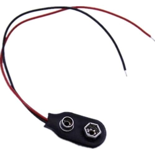 100pcs 9V Battery Clasp Cross Battery Clip Holder Connectors Plug Snap Lead Wire Soft Buckle Length:10CM