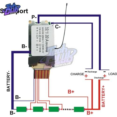 10S 36V 30A Split-port Li-ion Lithium Battery Protection Board Cell Lithium 18650 Battery Charging BMS PCB Board With Balancer