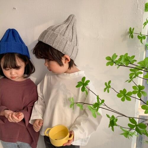 2021 Spring New Childrens T Shirt Unisex Soft and Loose Bottoming T Shirt Baby Boys and Girls Long-sleeved Korean T-shirt 2-7Y