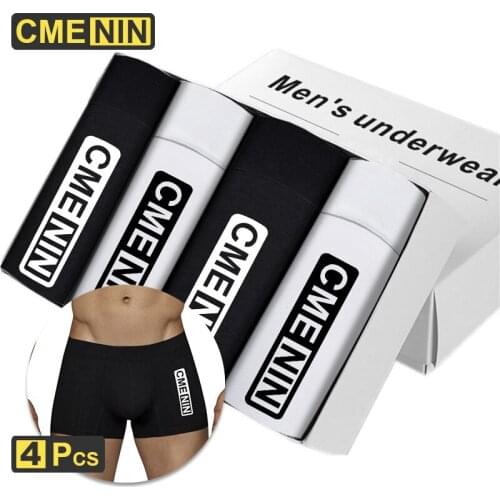 4Pcs CMENIN Sexy Men Underwear Boxer Shorts Cottton Spandex Cueca Male Panties Boxershorts Lingeries Man Underpants Print CM005