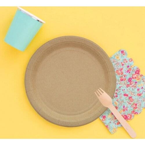 60 PCS Kraft Paper Tableware Sets Eco-Friendly Disposable Plates Cups Birthday Party Decration Supplies for 20 Guests