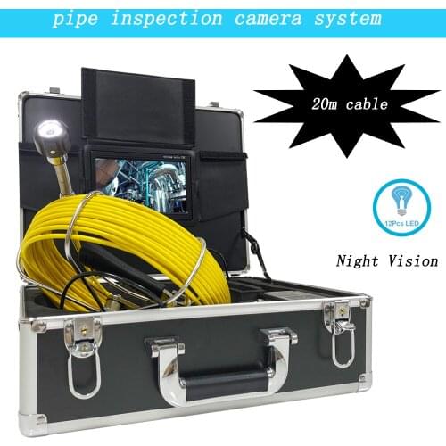 7inch 23MM Camera Lens Pipe Sewer Drain Camera Inspection Video 20m Cable IP68 Waterproof Duct Industrial Endoscope System