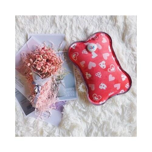Free shipping Pink mercerized Pillow shape hot water bag charging electric hot water bag without water filling