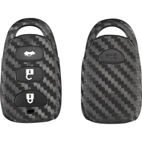 Bilchave New 3+1 Buttons Car Key Case Silicone Carbon Cover For Hyundai Kia Carens FOB Remote Key Cover Keyless