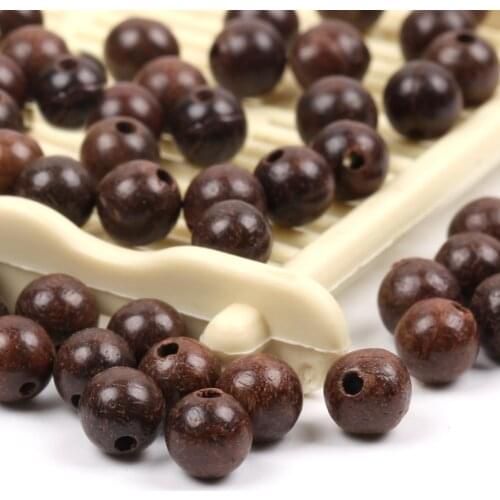 DIY 6/8/10mm Natural Brown Wood Beads Round Spacer Wooden Pearl Lead-Free Balls Charms For Jewelry Making Handmade Accessories