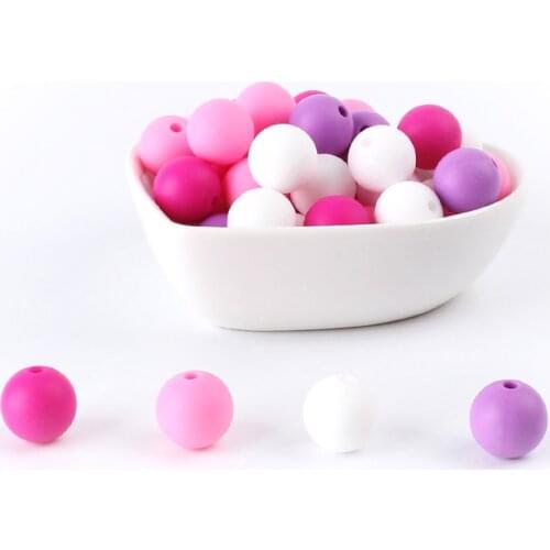 12mm 100pc Silicone Beads Food Grade Silicone Baby Teething Products Chews Pacifier Chain Clips Beads Baby Teethers free ship