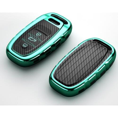 Carbon Fiber Soft TPU Car Key Cover Case Shell For Audi A1 A3 A4 A5 A6 A7 A8 Quattro Q3 Q5 Q7 2009 2010 2011 2012 2013 2014 2015