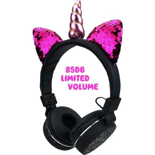Kids Headphones Wireless Bluetooth Unicorns Headset Stereo Music Stretchable Cartoon Cat Ear Headphone for Kids Adults Gifts