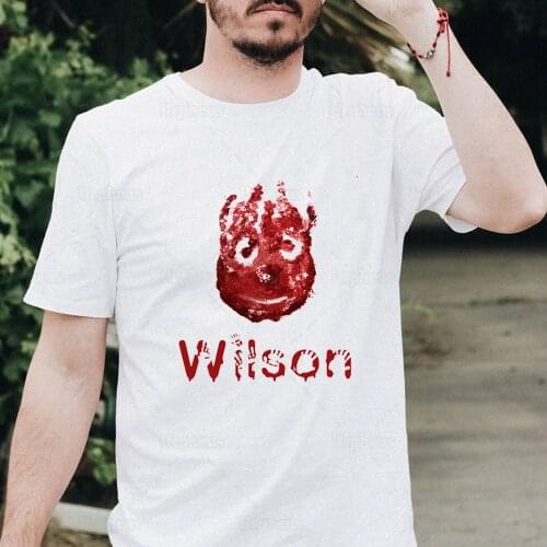 100% Cotton Cast Away Wilson The Volleyball Tshirt Funny Movie Shirt Top Tees