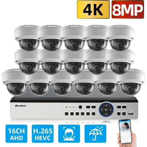 16CH 4K Motion Detection DVR Security Camera System Kit 8MP AHD Camera IR Outdoor Waterproof CCTV Video Surveillance DVR Set P2P