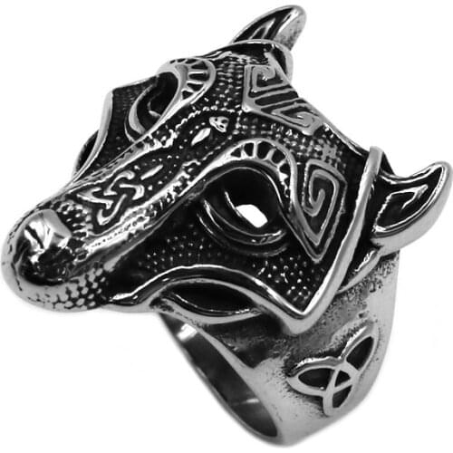Norse Viking Wolf Arrow Ring Celtic Knot Stainless Steel Jewelry Nordic Rune Odin Symbol Amulet Biker Men Ring Wholesale SWR0792