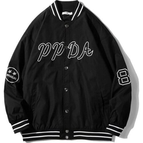 Mens Hip Hop Baseball Jacket Embroidery Jackets Mens Harajuku College Style Bomber Jacket Men Japanese Coats Plus Size Unisex