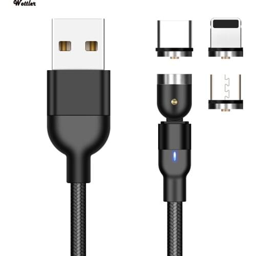 Magnetic USB Cable For iPhone 11 Charger 540 Degree Rotate USB Type C Cable For Samsung Xiaomi Magnetic Micro USB Cables