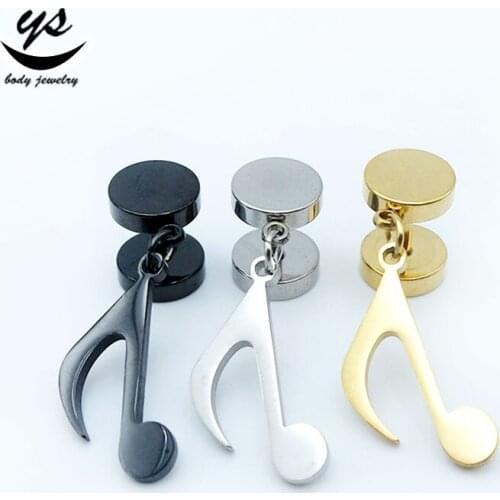 Metal Earrings Cute Musical Notes Stainless Steel Stud Earring Party Black 2020 for Aretes Mujer Femme Fashion Korean Jewelry