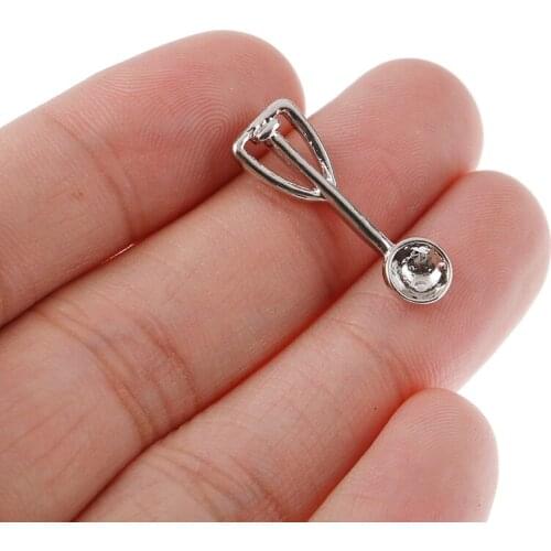 1PCS Mini 1:12 Sliver Dollhouse Ice Cream Spoon Miniature Pretend Play Kitchen Toy 2cm