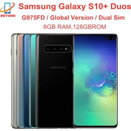 Samsung Galaxy S10+ S10 Plus Duos G975FD Dual Sim 8GB RAM 128GB ROM Octa Core 6.4" Global Version NFC 4G LTE Original Cell Phone
