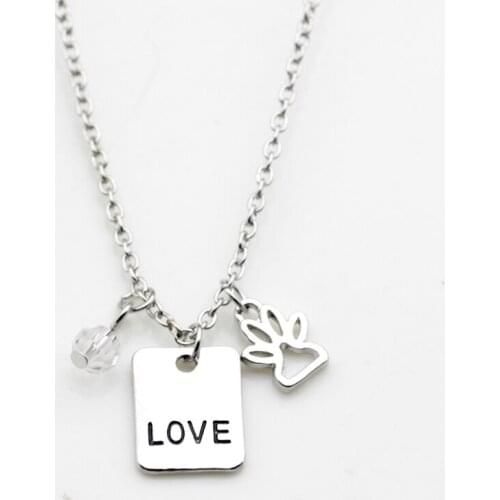 Fashion personality jewelry simple letter love paw birth stone pendant necklace for Women N252