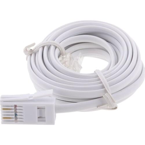RJ11 to UK BT 6P2C Modular Telephone Cable, 3 Meter 10 Foot Connector for Landline Telephone, White