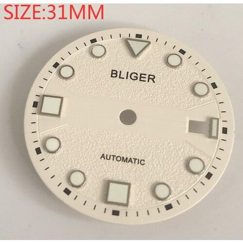 BLIGER 31mm mens watch dial is suitable for Miyota-DG-2813-3804 ETA cases automatic movement dials white