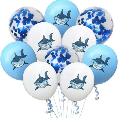 10PC Set SharkTheme Wedding Birthday Balloons Latex Ballons Kids Boy Girl Baby Party XMAS Decor