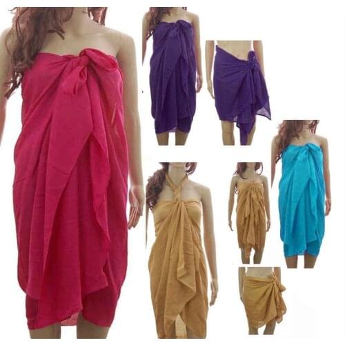 PLAIN LARGE SARONG BEACH POOL COVER UP SWIMWEAR WRAP PAREO FREE SIZE 180 X 100cm