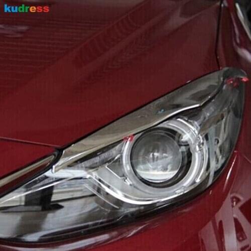 For MAZDA 3 AXELA 2013 2014 ABS Chrome Front Lamp Headlight Eyebrow Cover Trim External Decoration Eyelids Headlamp Bezel