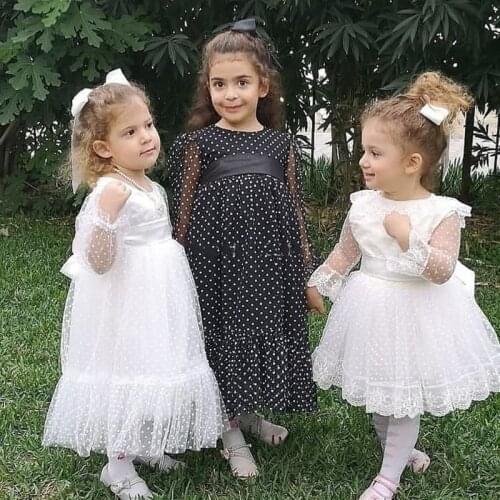 New baby girl white dress long sleeve vintage retro kids dresses for girls clothes christmas princess children clothes