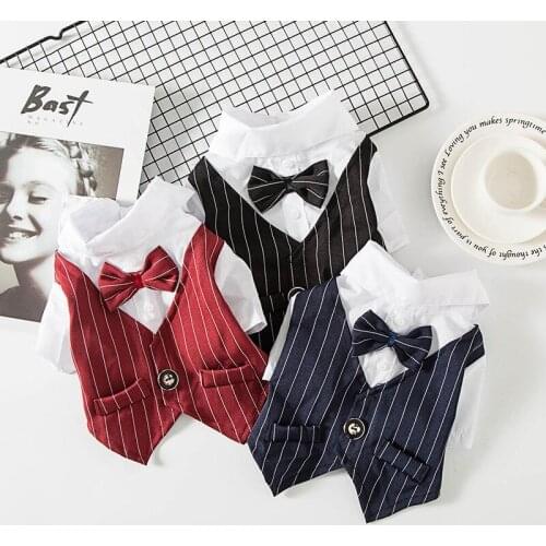 Dog British Style Clothes Pet Gentleman Wedding Coat Cat Bow Tie Tuxedo Puppy Formal Shirt Photo Props Halloween Costume Poodle