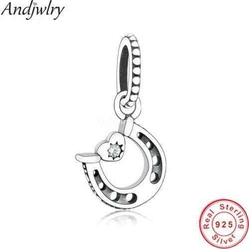Fit Pandora Bracelet Charms Necklace 925 Silver Pendant Good Luck Horseshoe Dangle Charm 925 Silver Jewelry Berloque