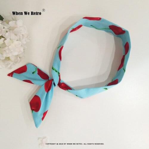 50s Retro Cherry Print Vintage Hair Accessories Headband Scrunchies Haarband Hair Ties for Women Hairband VD1910