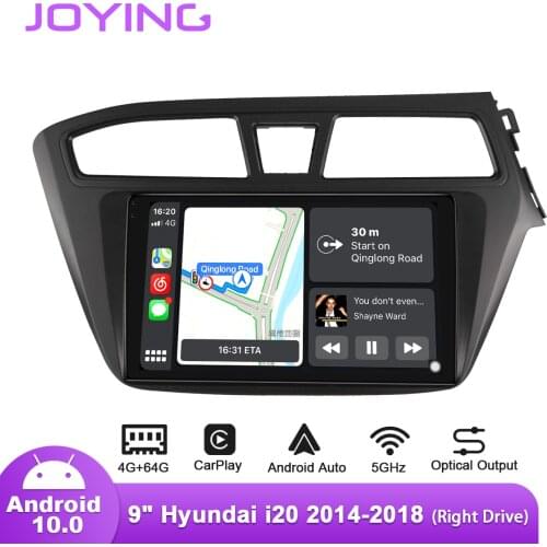 Joying 9inch Android10 Car Radio for Hyundai i20 2014-2018 Right Drive GPS Carplay DSP SPDIF Bluetooth5.1 Subwoofer Android-auto