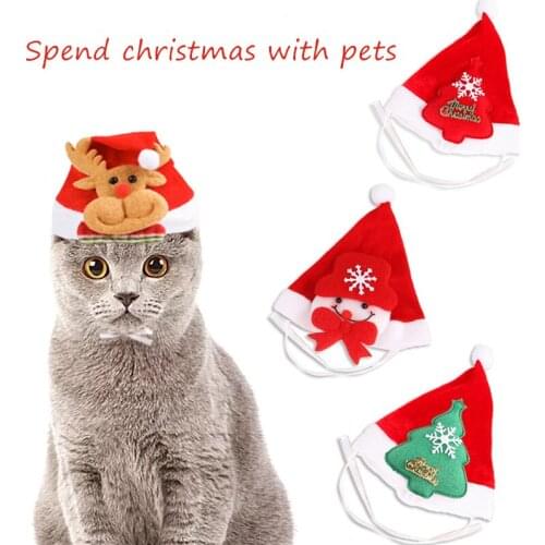 Pet Christmas Decoration Hats for Cats Pets Accessories Dog Christmas Hats Elk Christmas Tree Snowman Pattern Cute Pet Dog Hats