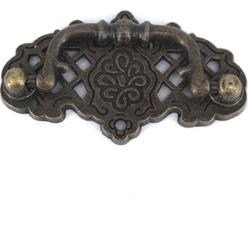 2pcs Vintage Bronze Furniture Handle Door Knob Handles for Cabinet Drawer Wardrobe Furniture Knobs and Pulls 67*38MM