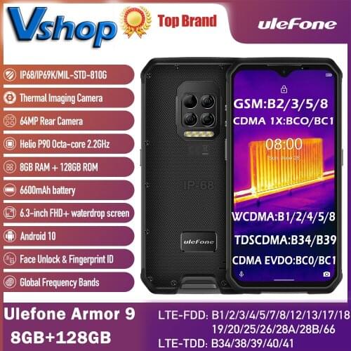 Ulefone Armor 9 Thermal Imager Camera Scanner Rugged Phone Android 10 Helio P90 8GB+128GB Mobile Phone 64MP Camera Smartphone