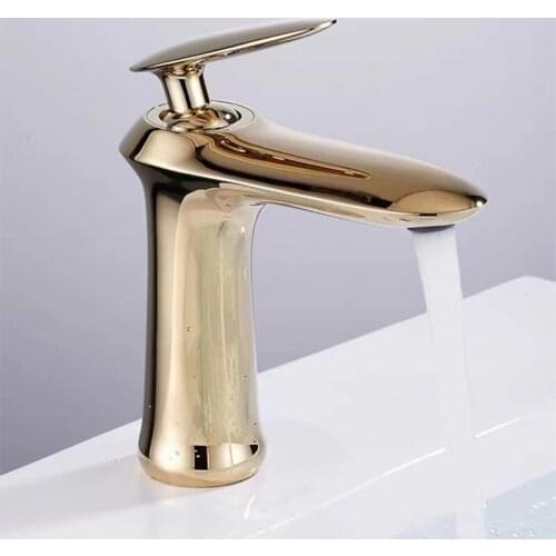 Black Bathroom Faucets Brass Single Handle Low Type Basin Faucet Cold Hot Water Crane Sink Titanium Gold Mixer Taps Accessories