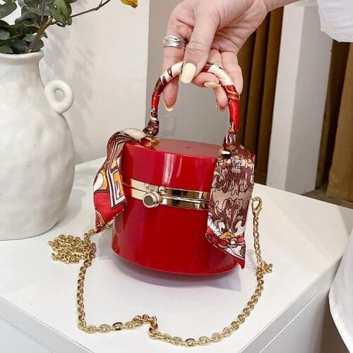 Acrylic Ribbon Tote Bag Hard Box Bag 2021 Summer New High-quality PVC Womens Designer Handbag Chain Shoulder Messenger Bag