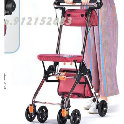 Elderly Trolley, Shopping Cart, Grocery Shopping, Silent Wheel, Walker, Portable Walking, Four-wheeled Ultra-high Step, Self-pro