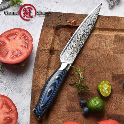 5'' Utility Knife Damascus Kitchen Knife High Carbon Steel 67 Layers Japanese Damascus Stainless Steel VG-10 Cooking Tools Knive