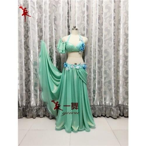 Bellydance oriental Belly Indian gypsy dance dancing costume costumes clothes bra belt chain scarf ring skirt dress set suit 054