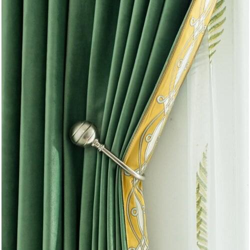 Custom curtains modern Simplicity Nordic flannel green lace embroidery blackout curtain livingroom bedroom tulle M1066