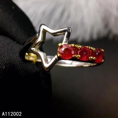 KJJEAXCMY fine jewelry natural Ruby 925 sterling silver new adjustable gemstone women ring support test beautiful luxury