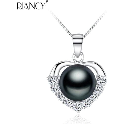Fashion Natural Freshwater Black Pearl Pendant Necklaces Jewelry For Women wedding love gjft
