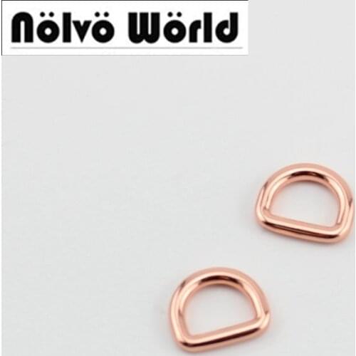 10- 50pcs Rose gold inside 13mm 1/2 inch diy bags metal accessory alloy gold round edge welded d ring sewing part